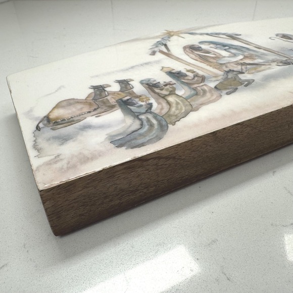 Nativity Scene Christmas Decor Wooden Religious Manger Decorative Art Block - Picture 4 of 7